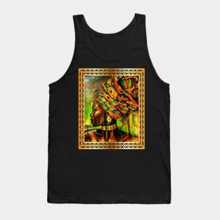 African Woman with Kente Pattern, African Artwork Tank Top